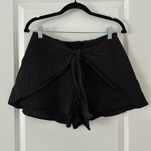 Black Front Tie Shorts